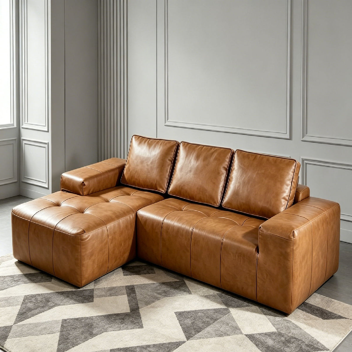 Boneless Modular Sofa For Living Room (Left) - Brown