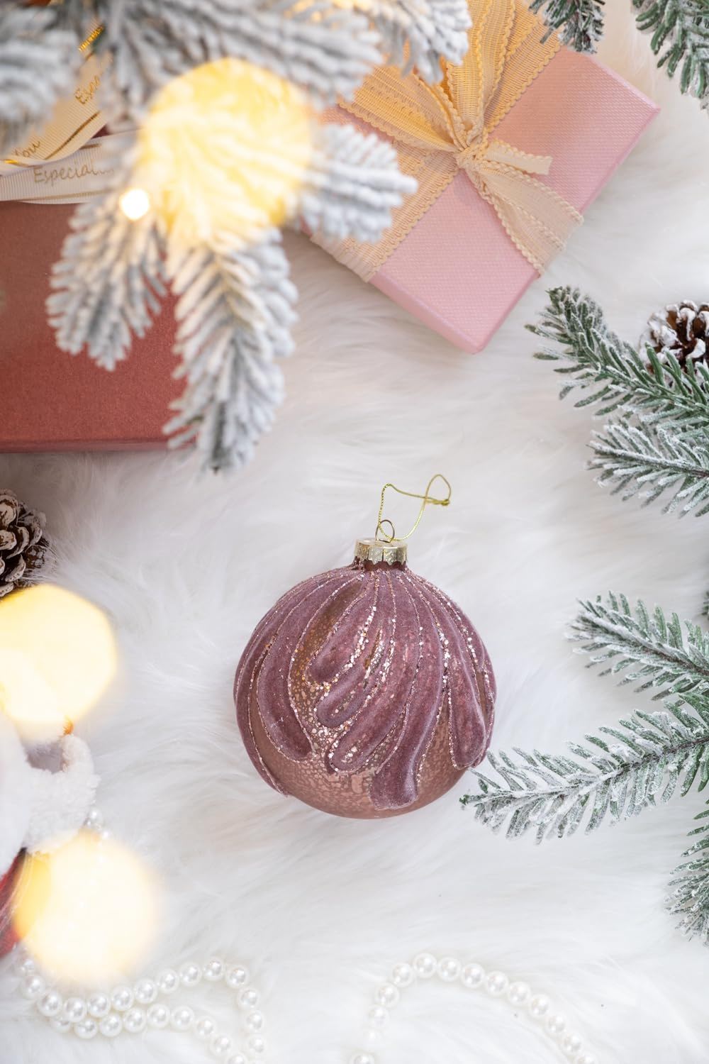 Christmas Ball Ornaments, Glass Decorative Hanging Ball Christmas Tree Ornaments For Holiday Party Decorations (Set of 6) - Purple