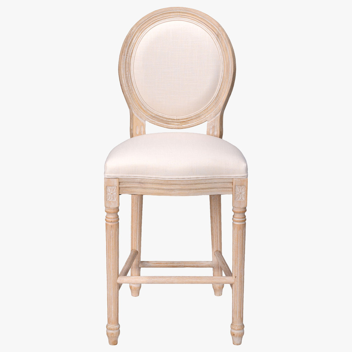 26'' Height Upholstered Bar Chairs With Round Back (Set of 2) - Beige