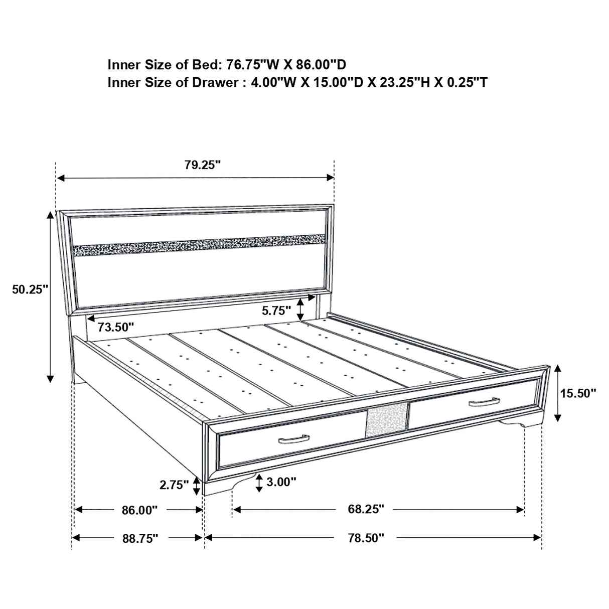 Storage Platform Bed 2 Drawer