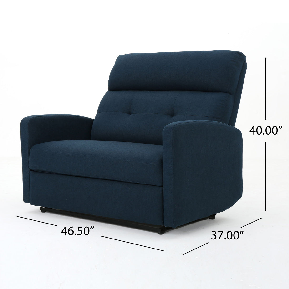 Alma - Contemporary Upholstered Loveseat Recliner - Navy Blue