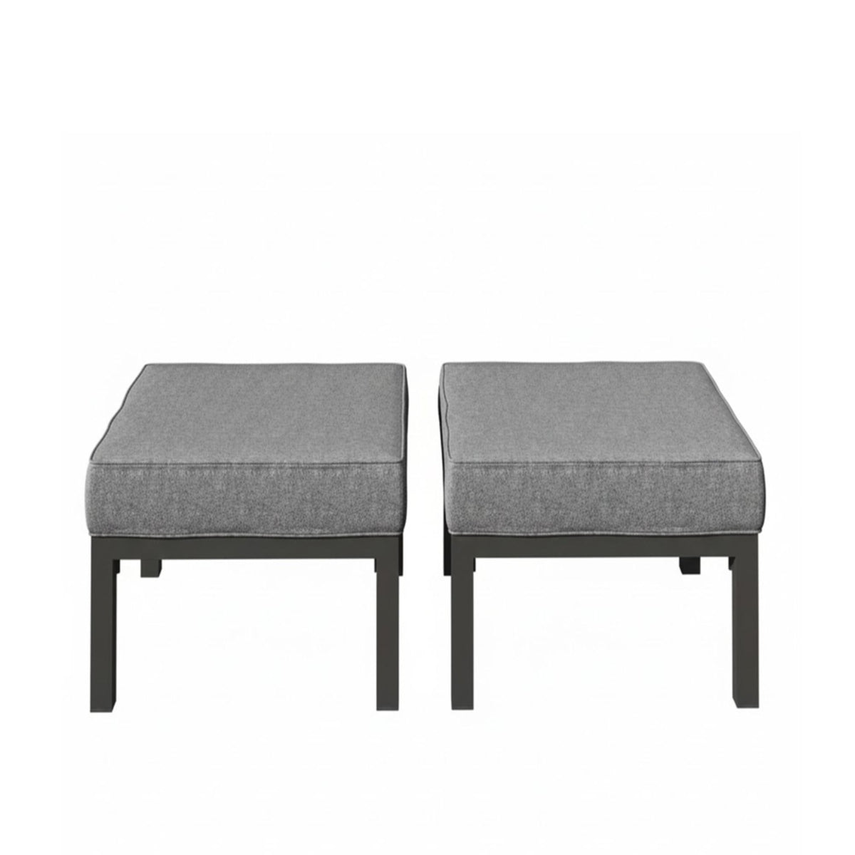 Patio Ottomans With Cushions, All Weather Footrests (Set of 2) - Dark Gray