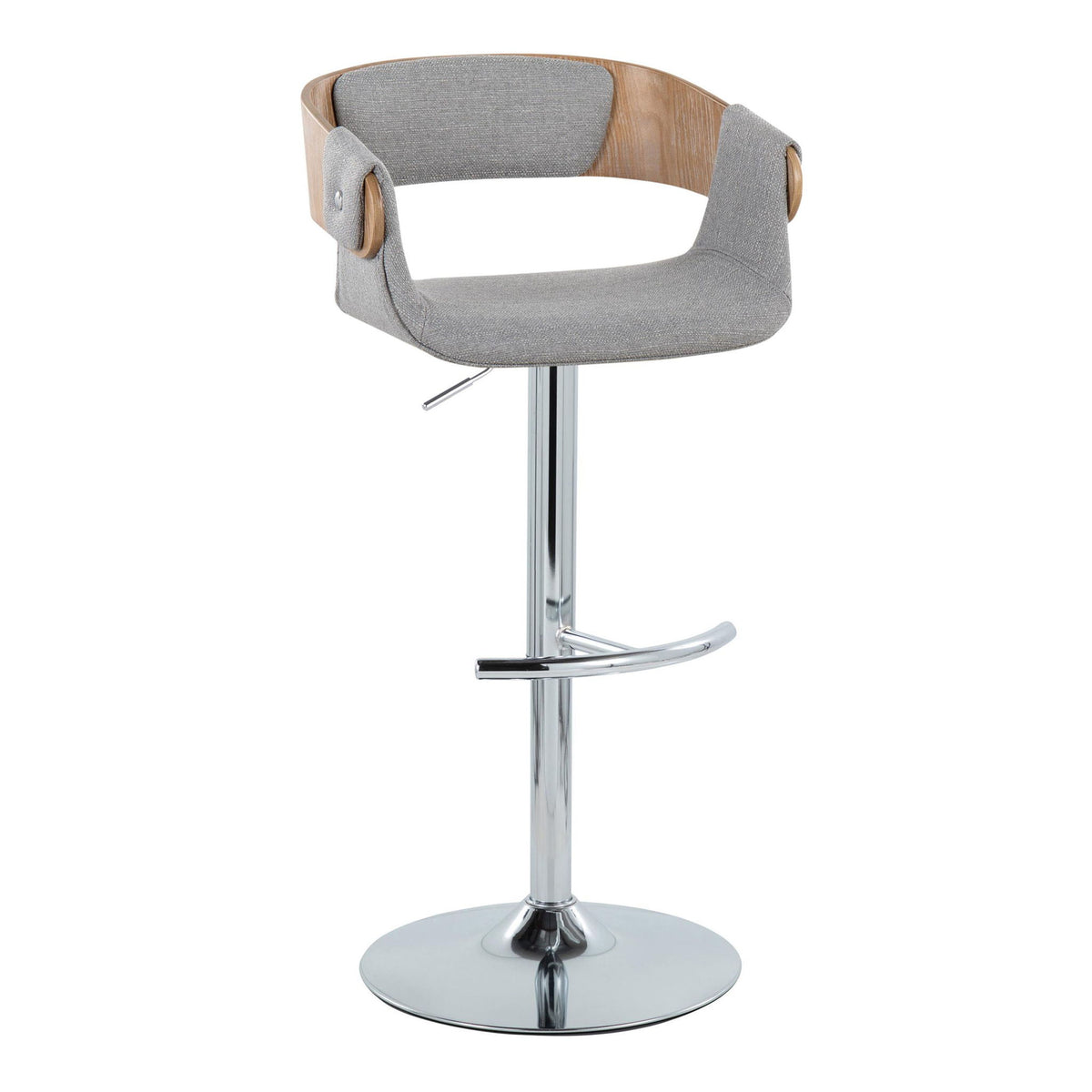 Elisa - Mid-Century Modern Adjustable Barstool With Swivel With Rounded T Footrest (Set of 2) - Gray