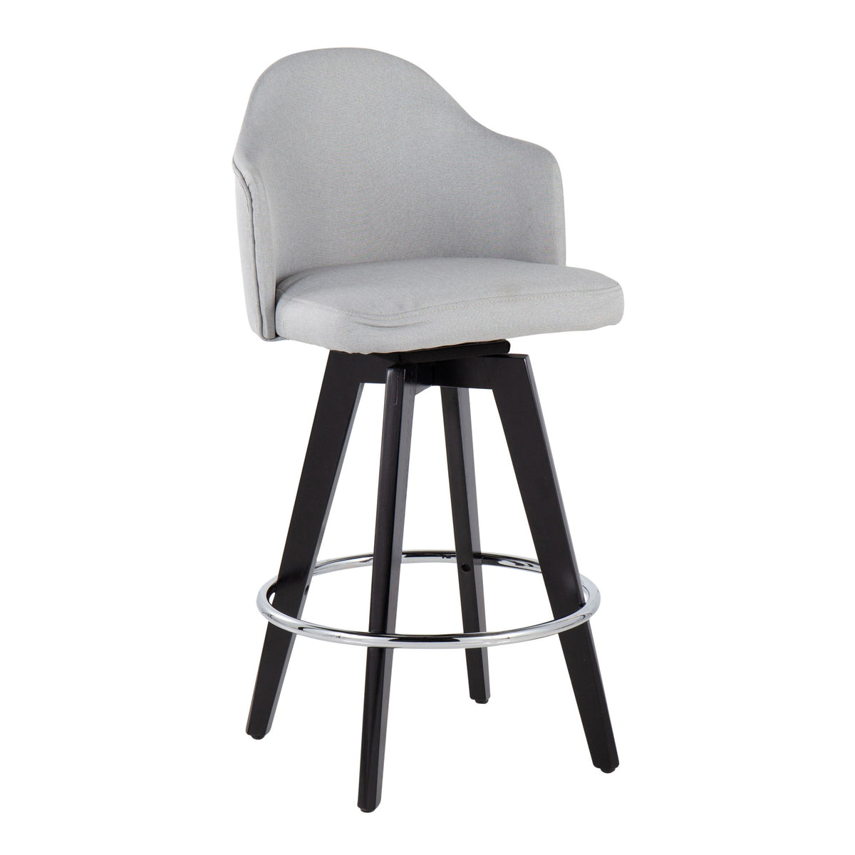 Ahoy - Contemporary Fixed Height Counter Stool Round Chrome Footrest (Set of 2) - Gray