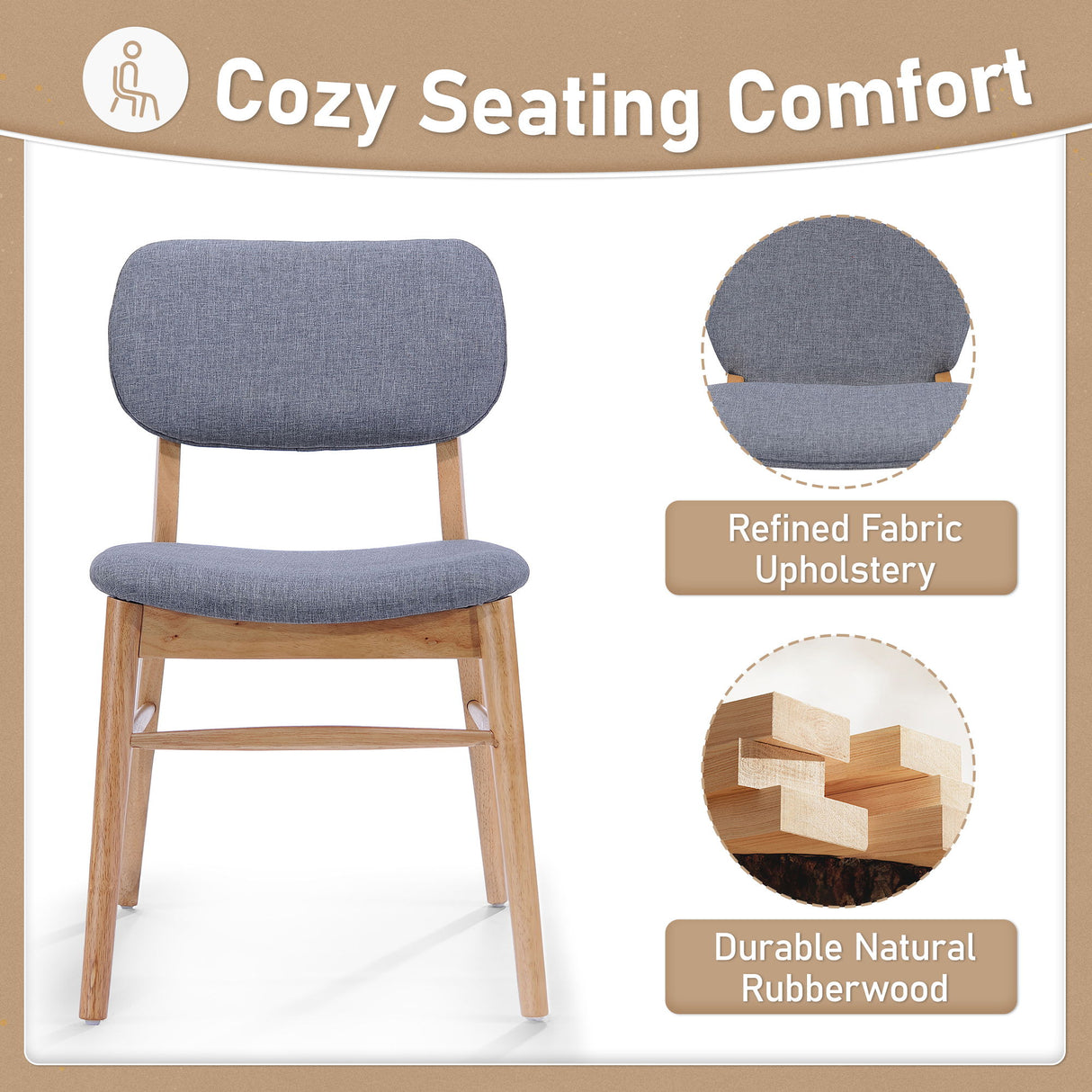 Dining Chair (Set of 2) - Natural / Gray