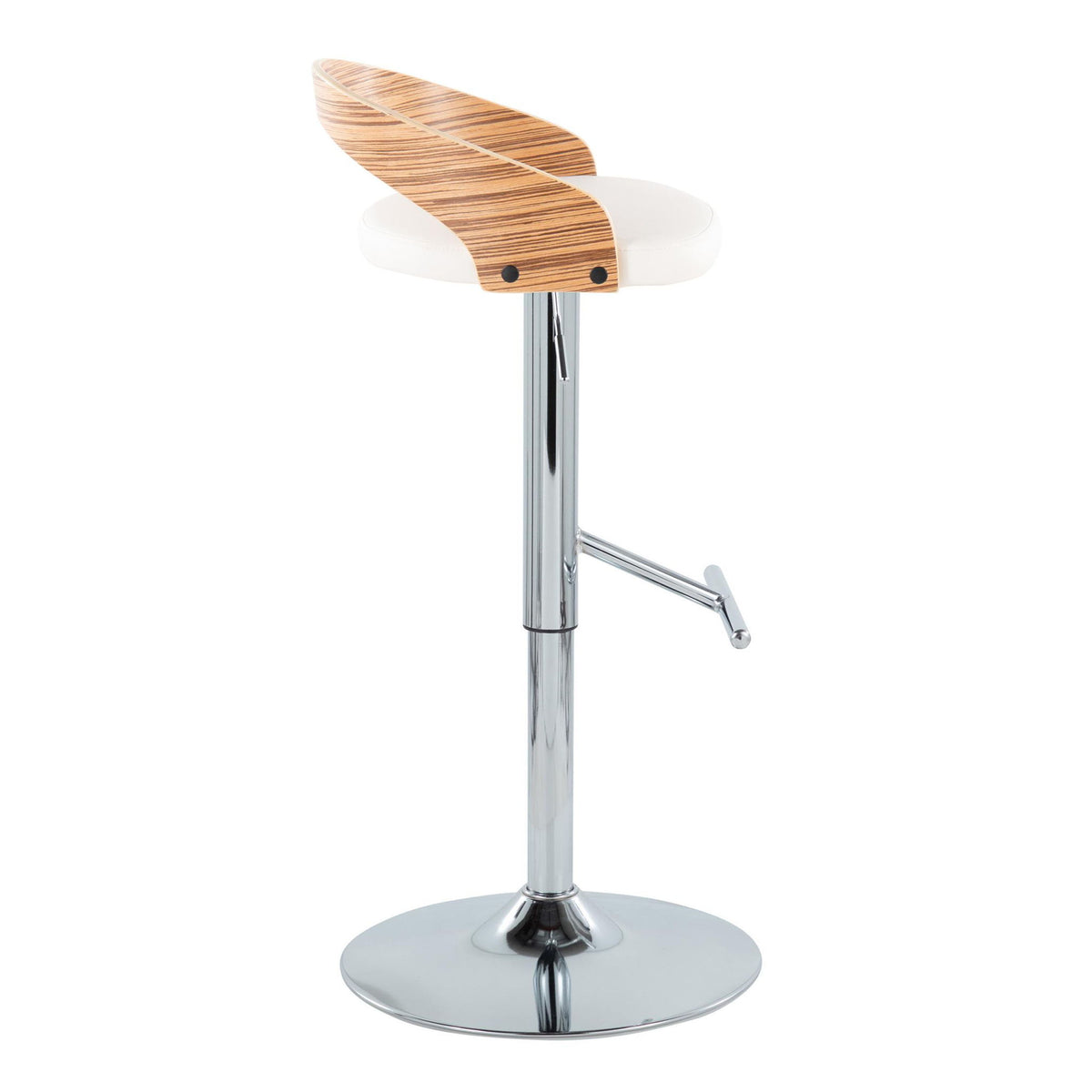 Grotto - Mid-Century Modern Adjustable Height Barstool With Swivel With Straight T Footrest (Set of 2) - White