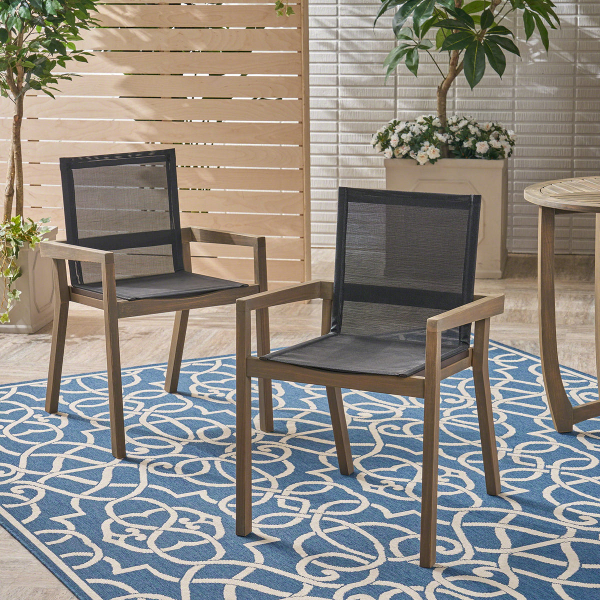 Belfast - Outdoor Dining Chair (Set of 2) With Mesh And Frame - Gray