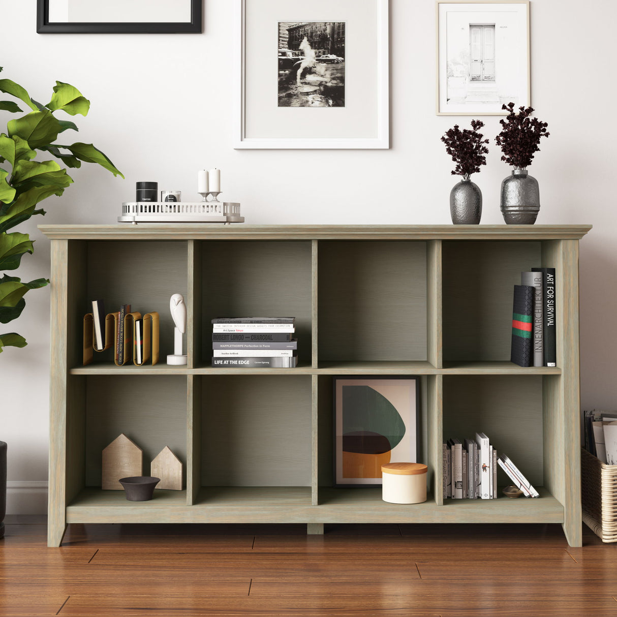 Acadian - 8 Cube Storage Sofa Table - Light Brown