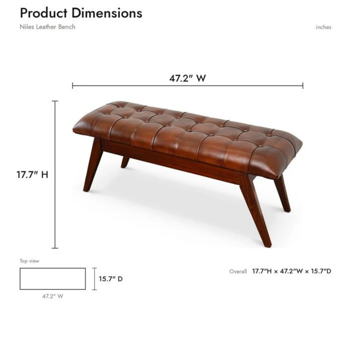 Maja - Bench - Cognac / Dark Brown