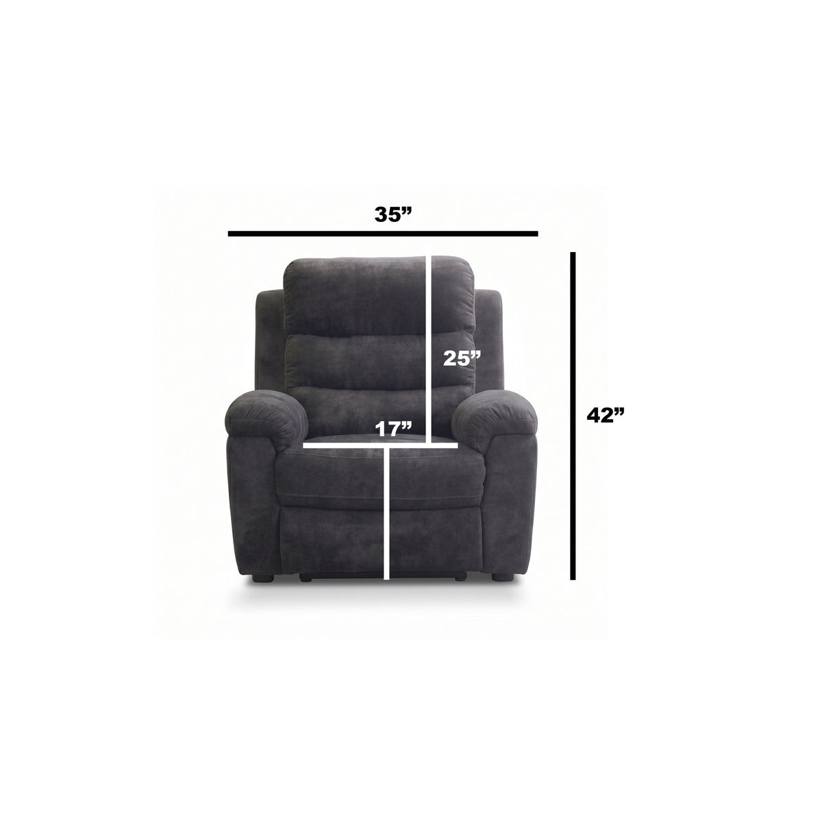 Manual Recliner Chair With 150° Recline, For Living Room - Dark Gray