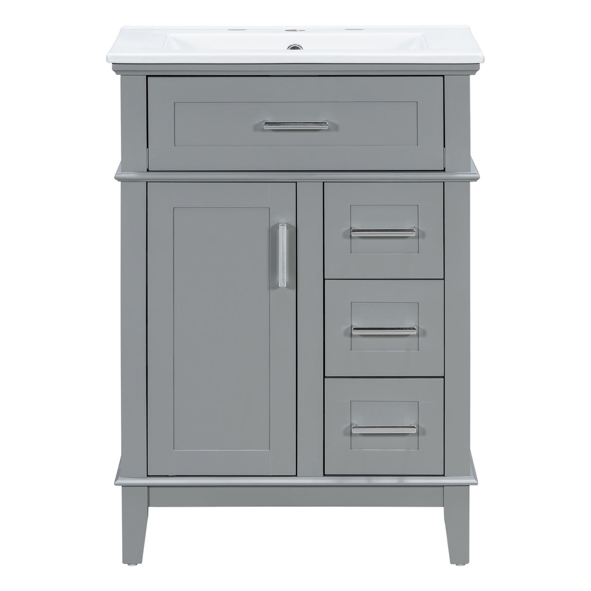 Modern Bathroom Vanity With Sink, Flip Drawer & 3 Drawers, Soft Close Hinges, Adjustable Shelf