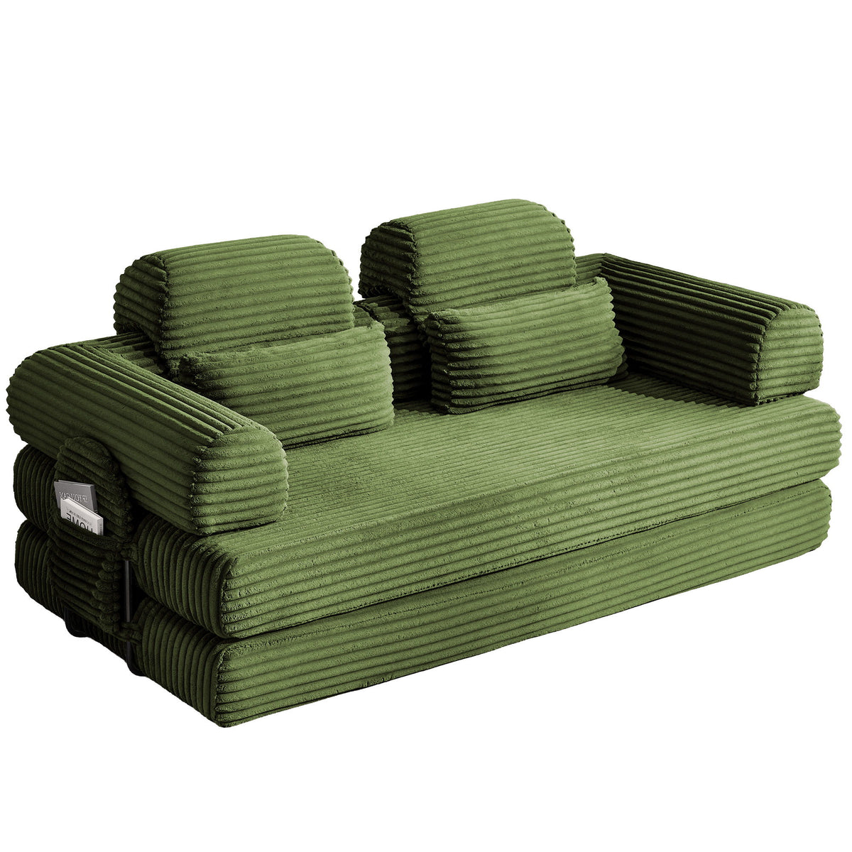Convertible Sleeper Sofa With & Side Storage Pocket, Foldable Upholstered Couch For Living Room