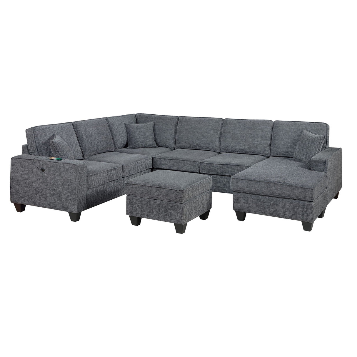 5 Piece Sectional Set With Left Arm Loveseat With USB Port