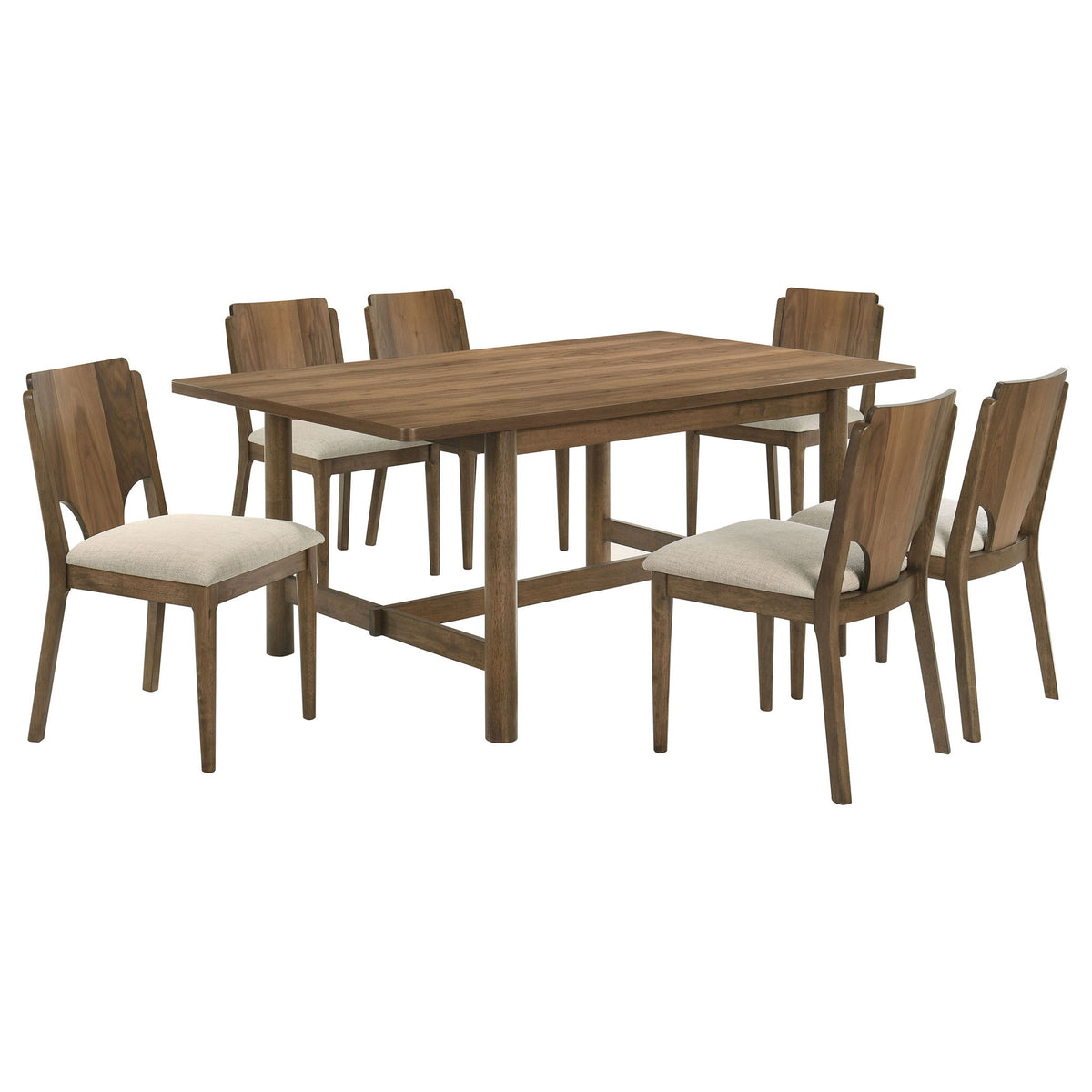 Graham - 7 Piece Rectangular Dining Table Set - Walnut