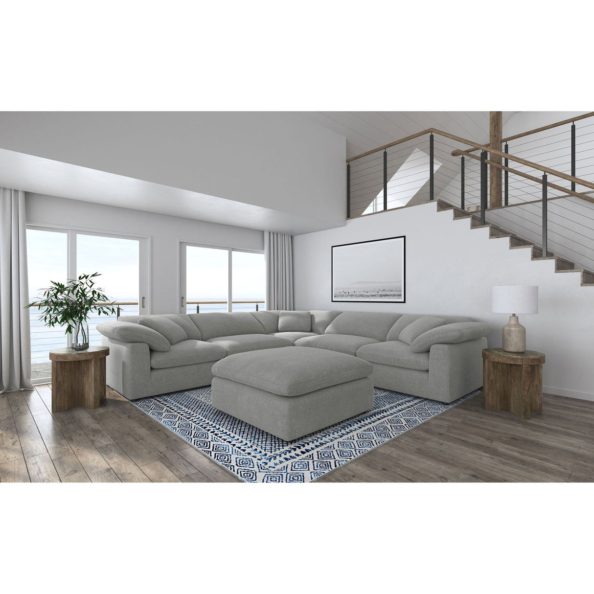 Segoura - 6 Piece Upholstered Modular Sectional With Ottoman - Gray