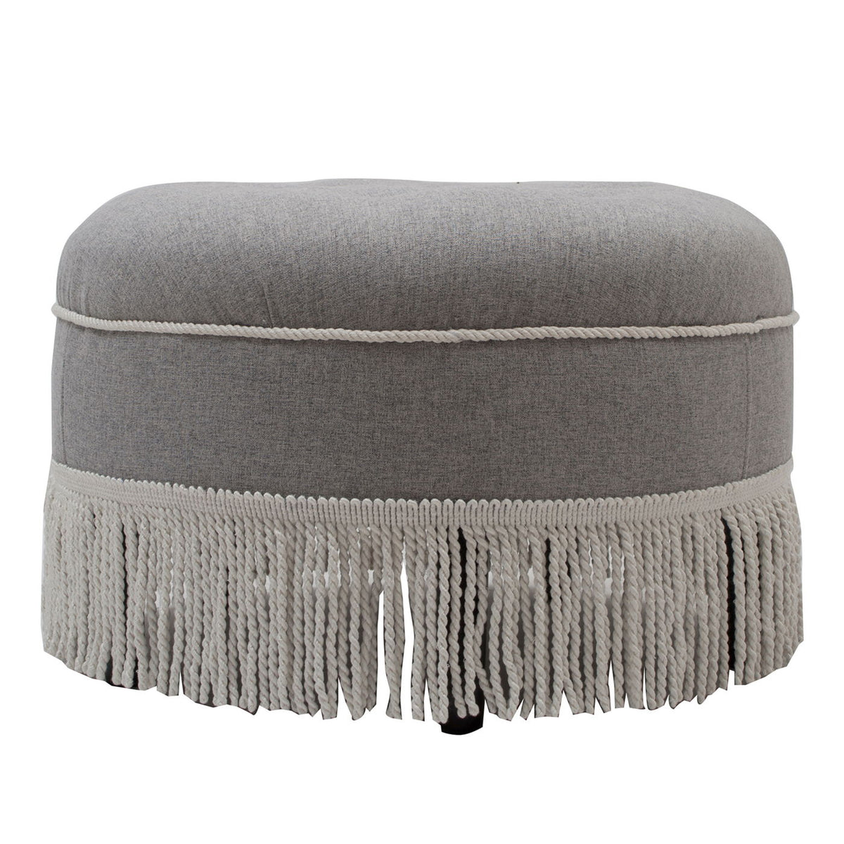 Yolanda - Round Upholstered Accent Ottoman - Gray