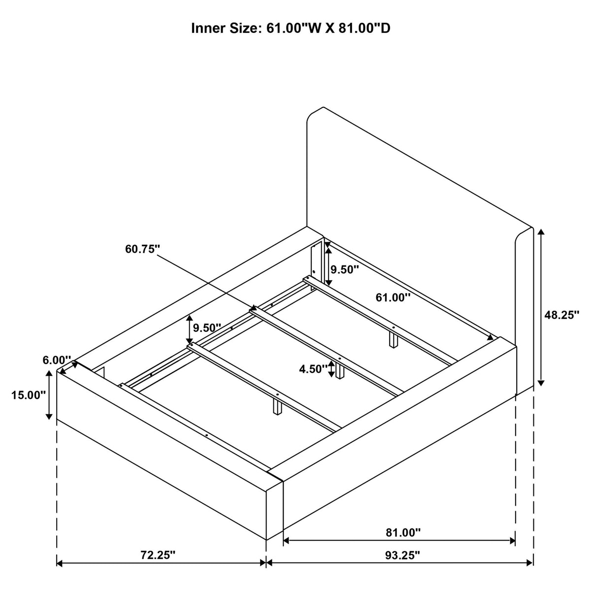 Tall Headboard Panel Bed With Padded Headboard