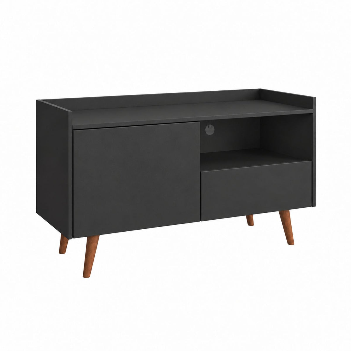 TV Stand For TVs Up To 45" With Open Storage Shelf, Cable Management, 1 Door And 1 Drawer