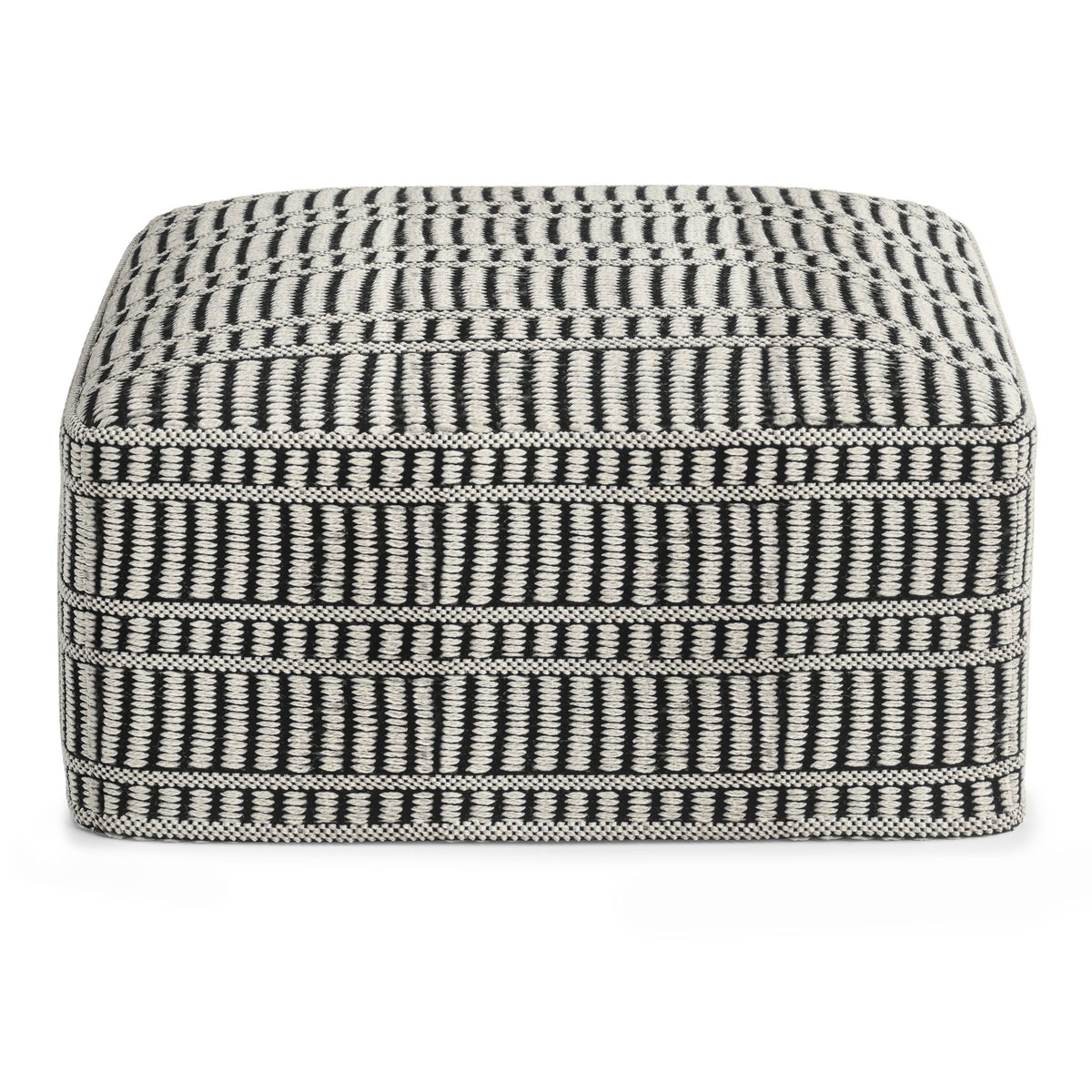 Safford - Square Woven Outdoor / Indoor Pouf - Black / White
