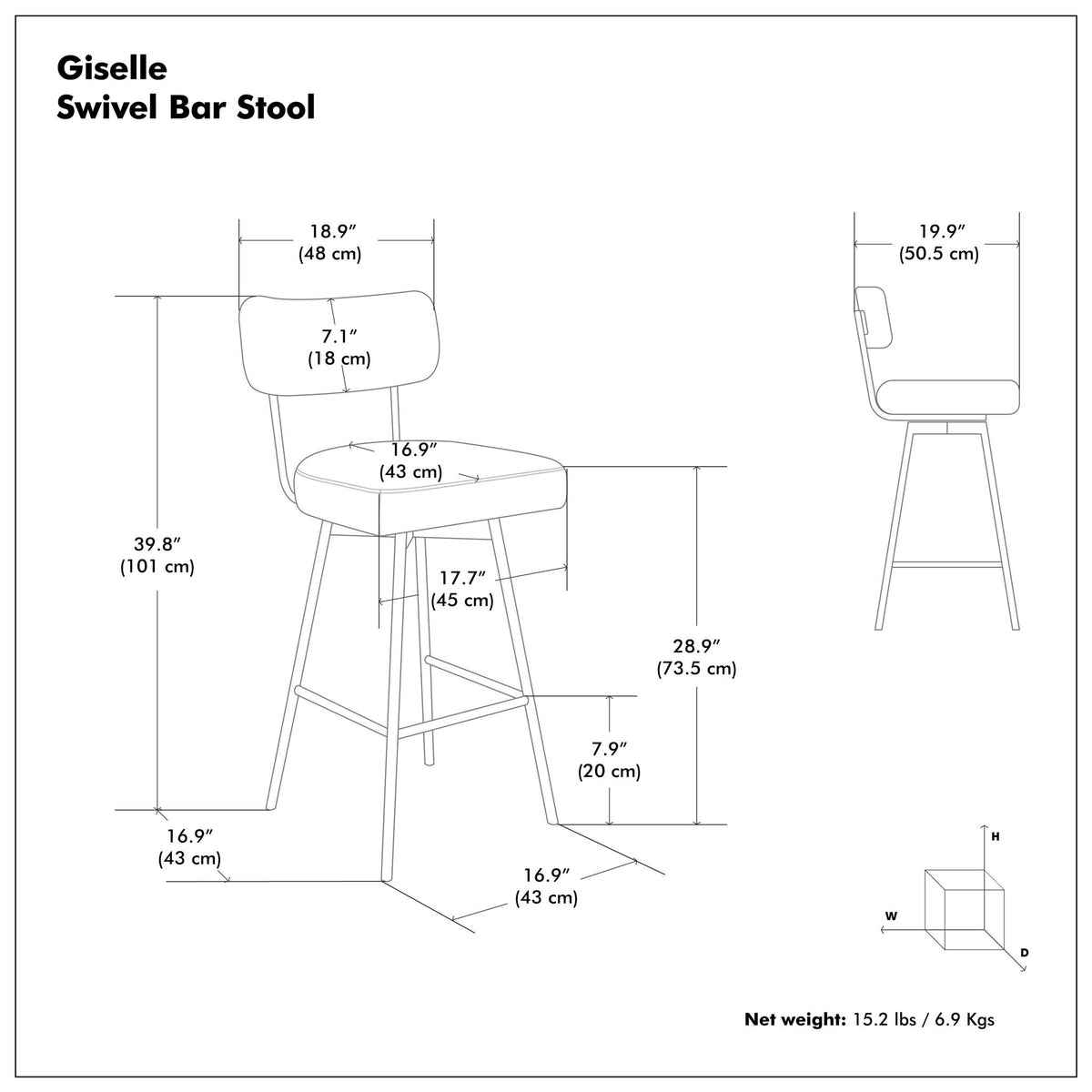 Giselle - Swivel Bar Stool (Set of 2) - Gray