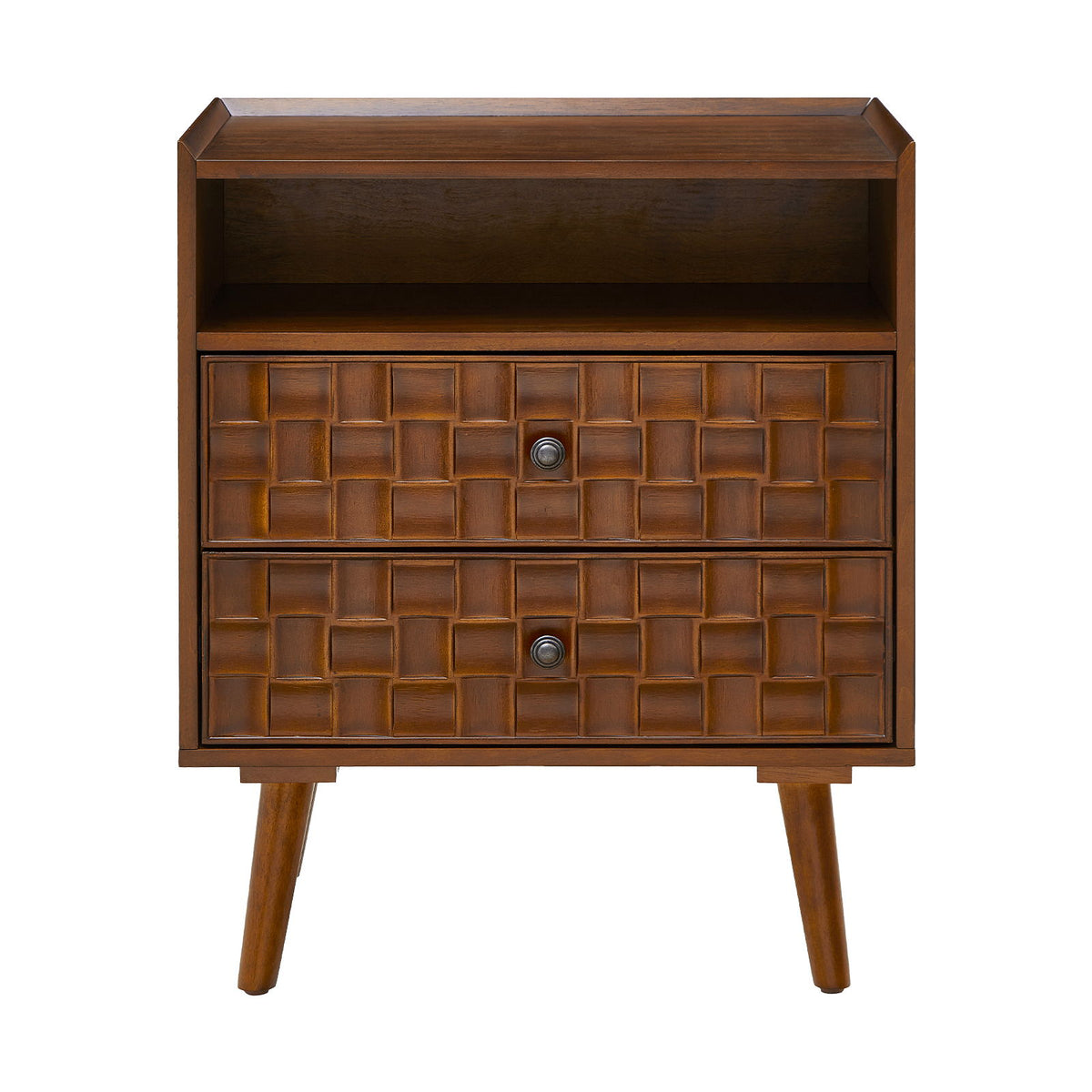 Nightstand With Charging Station, 2 Drawer Bedside Table With Shelf And USB / AC Ports