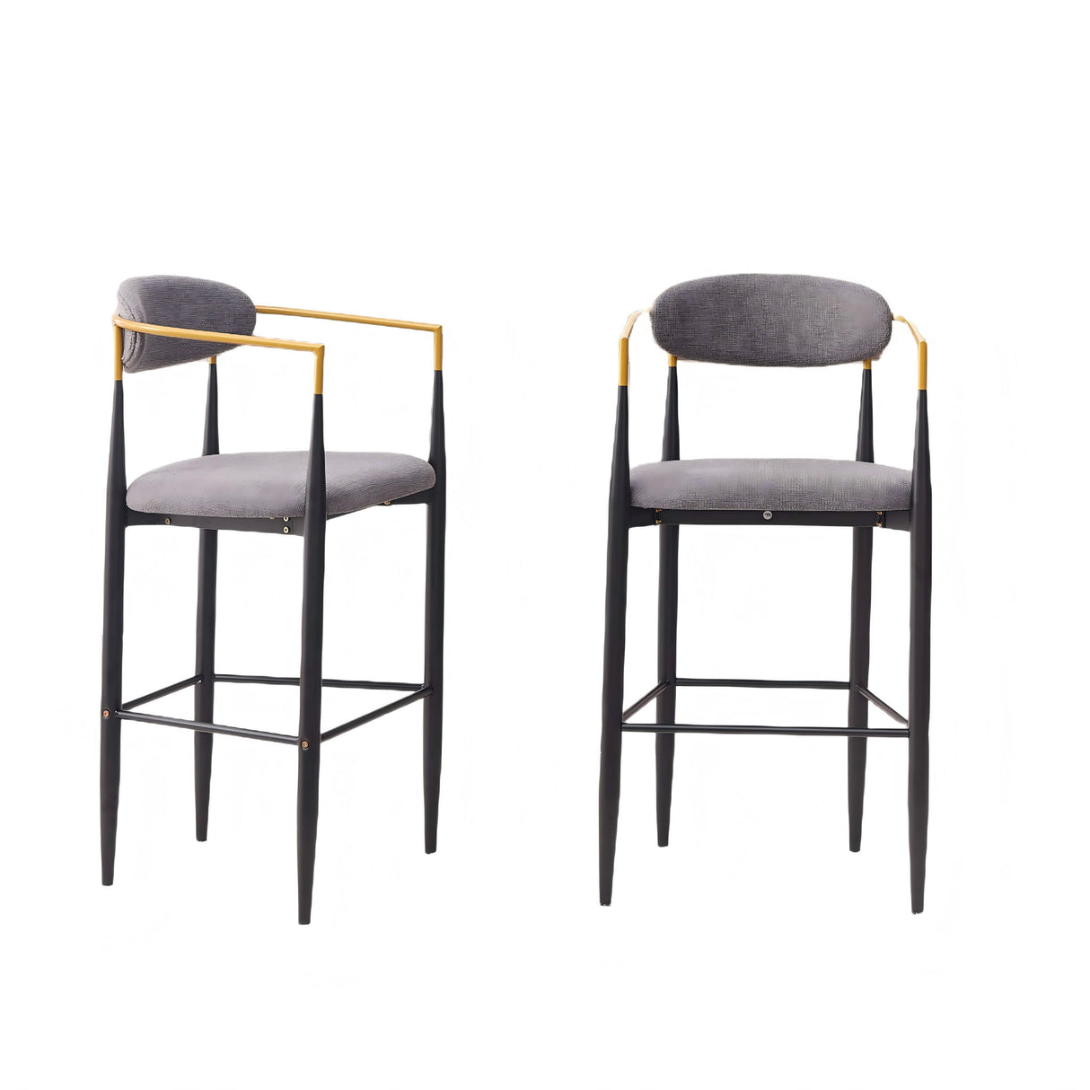Upholstered Bar Stool With Ergonomic Design (Set of 2)