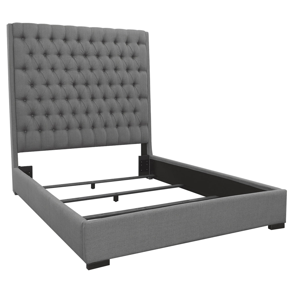 Copper - Queen Panel Bed With Button Tufted Headboard - Gray