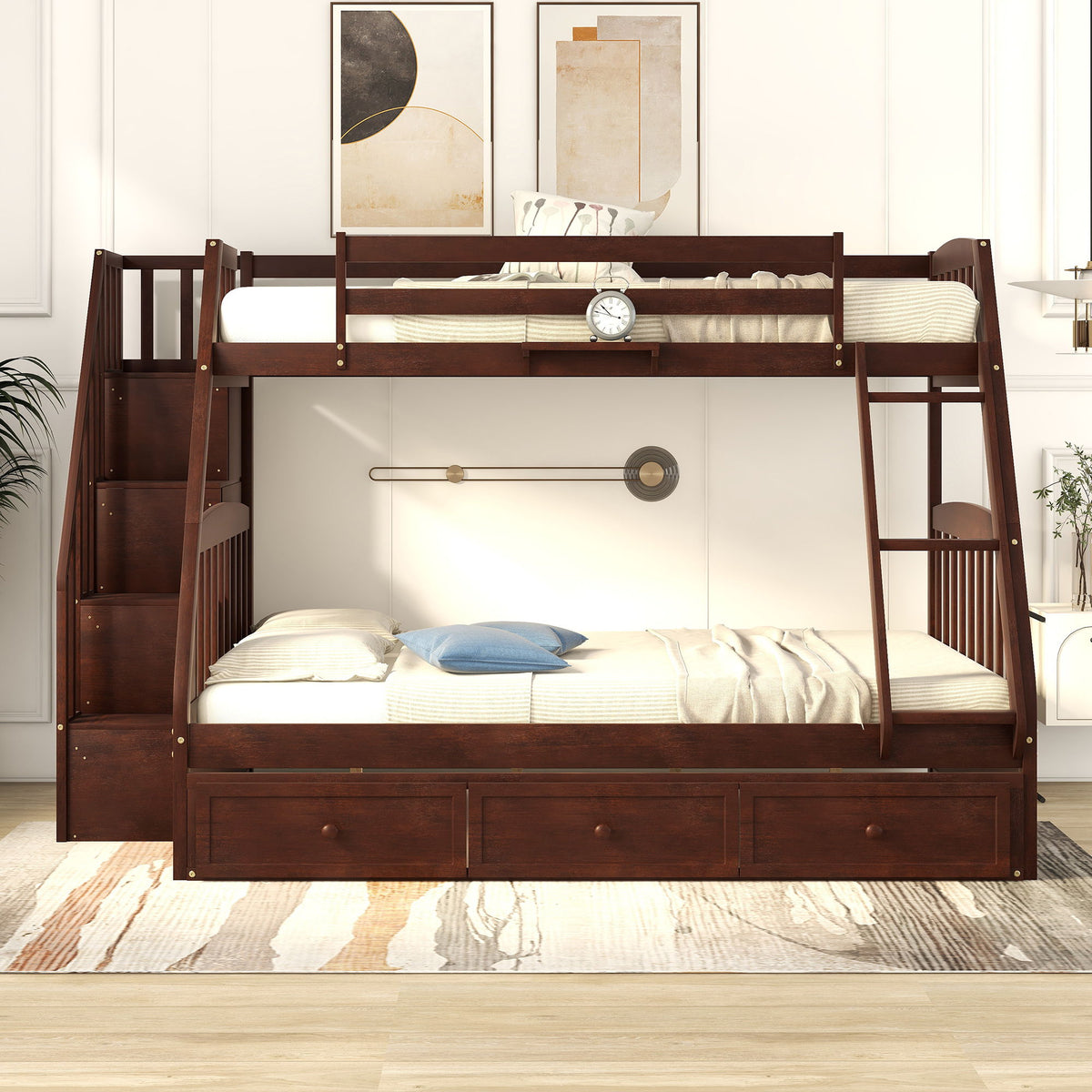 Bunk Bed With Drawers, Ladder And Storage Staircase
