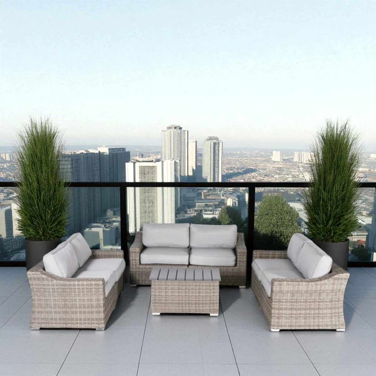 7 Piece Patio Sofa Set With Cushions For Outdoor Comfort - Gray Mix
