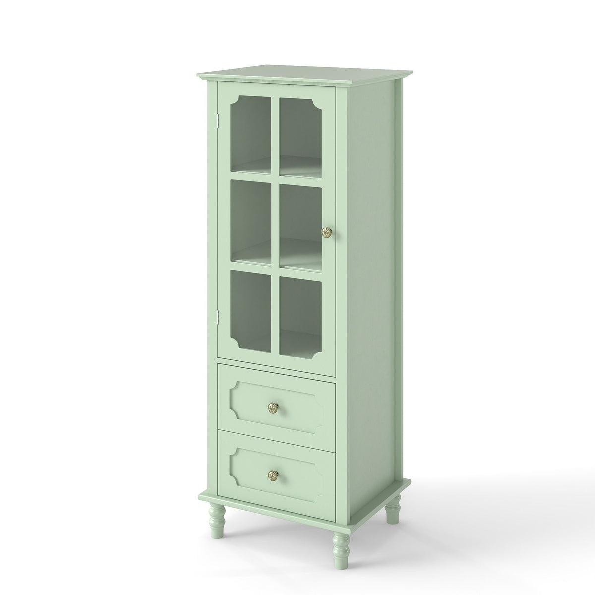 Buffet Cabinet With Doors And Double Drawer, Storage Sideboard Cupboard For Dining Room - Mint Green