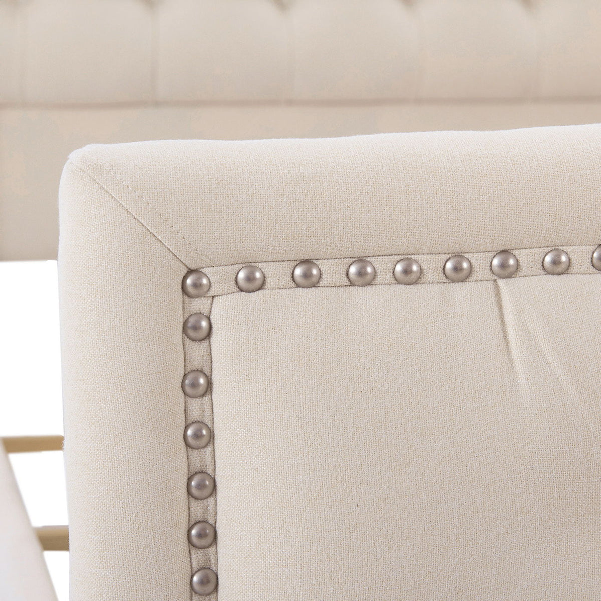 Marcella - King Upholstered Shelter Headboard Bed Set - Beige