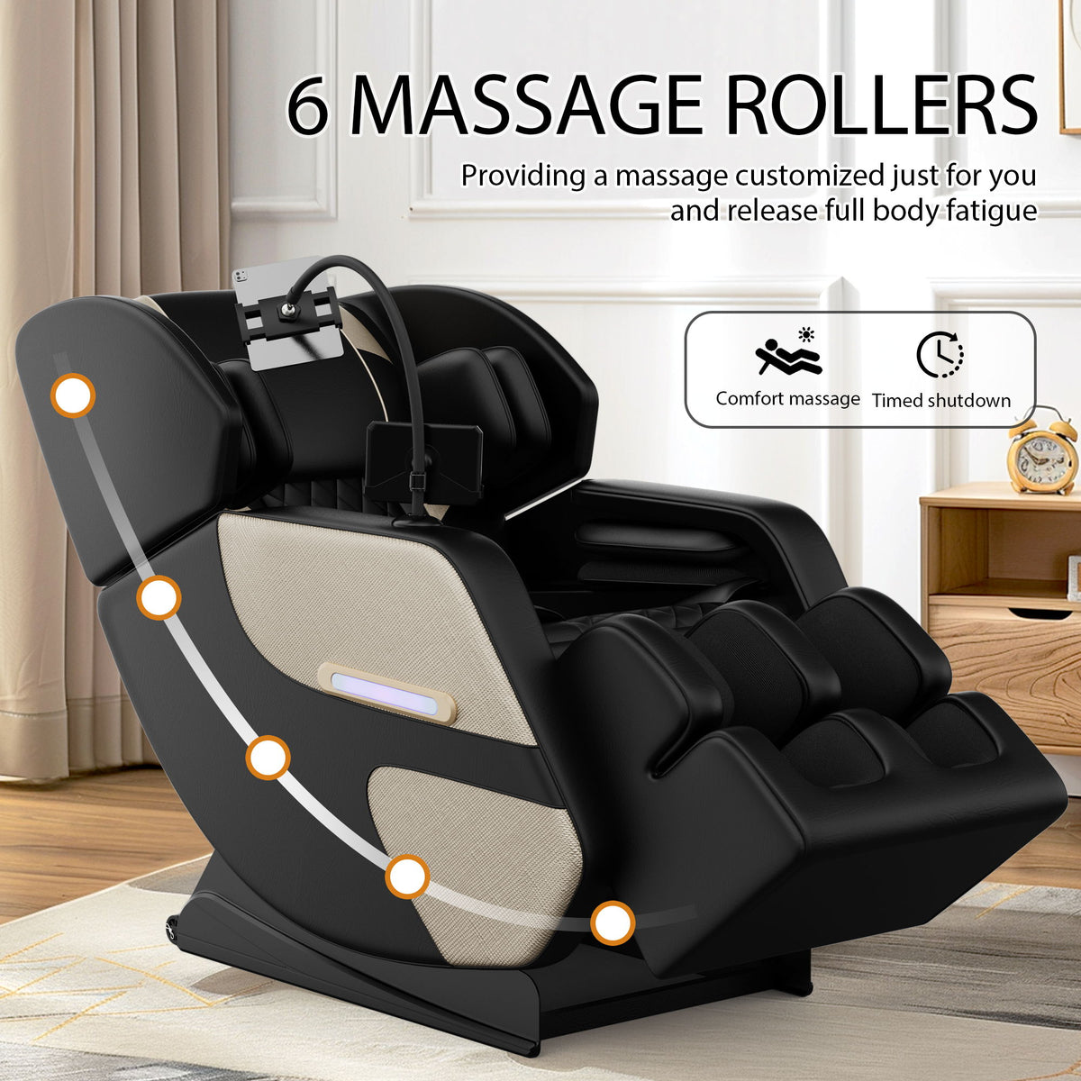 Massage Chair Recliner With Zero Gravity With Full Body Air Pressure - Black / Blue / Gold