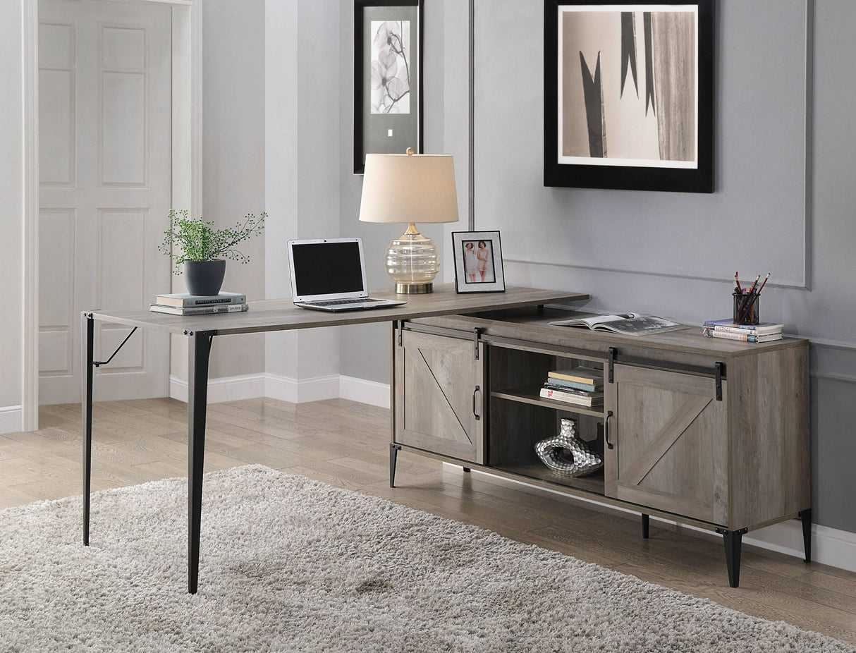 Zakawani - Writing Desk With Cabinet - Gray