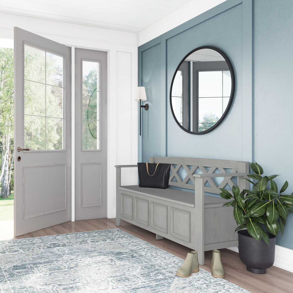 Amherst - Entryway Storage Bench - Gray