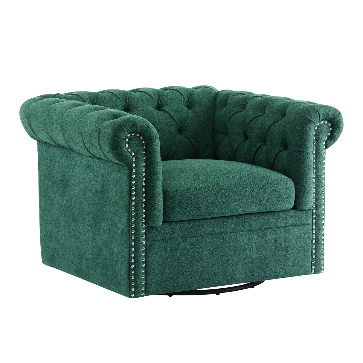 Chesterfield Swivel Club Chair With 360 Degree Rotation - Dark Green