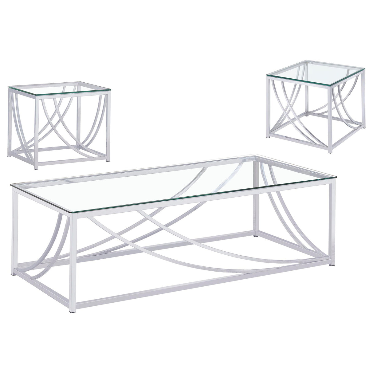 Kempton - 3 Piece Coffee And End Table Set - Chrome