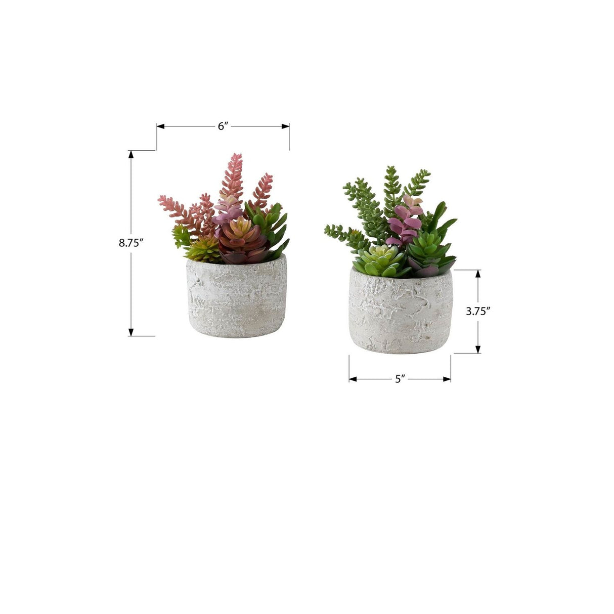 Artificial Succulent, Table Decor (Set of 2) - Green / Gray - Plastic
