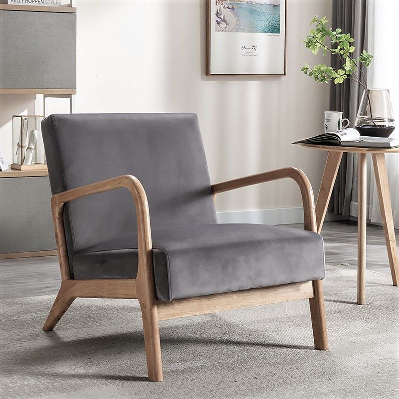 Open Framed Armchair With Cushioning And - Gray
