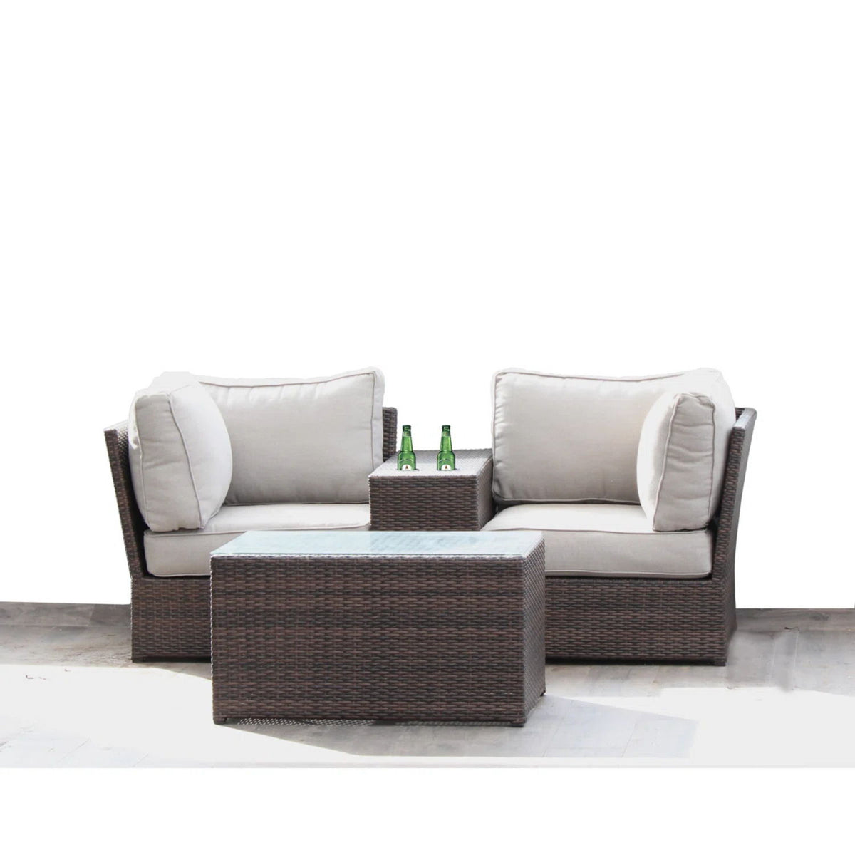 Handcrafted 2 Piece Outdoor Rattan Seating Group With Cushions - Espresso