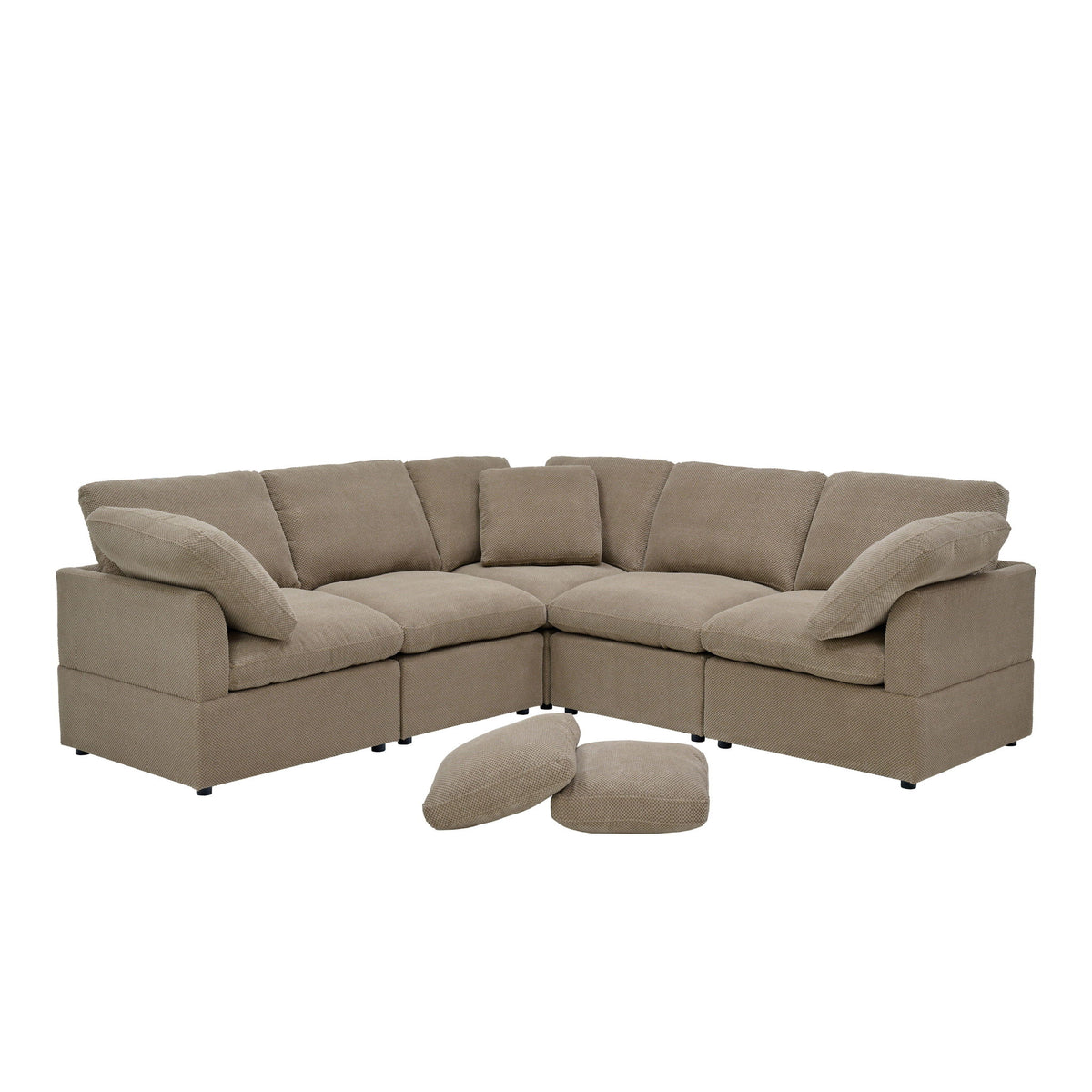 Modular Cloud Sofa With Freely Configurable Corner, L - Shaped Living Room Sofa - Camel