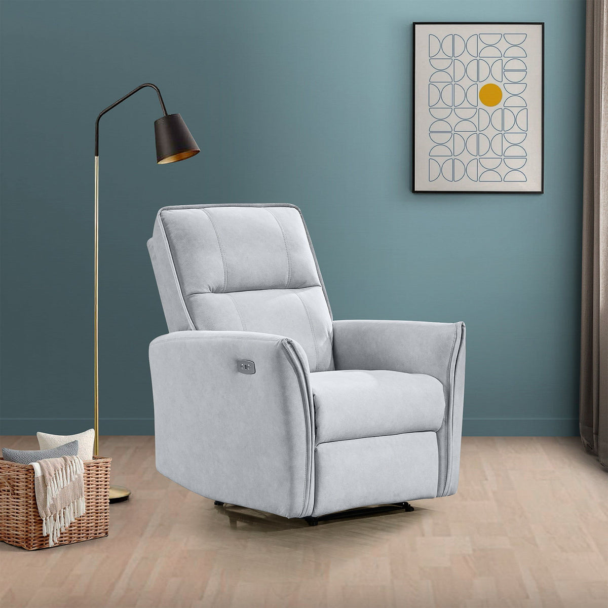 Asheville - Suede Recliner Chair - Light Gray