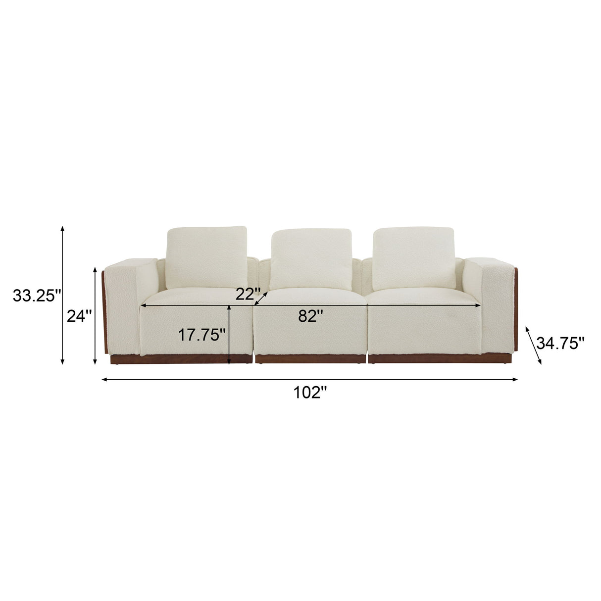 Chita - Modular Sectional Sofa, 3 Seater - Beige