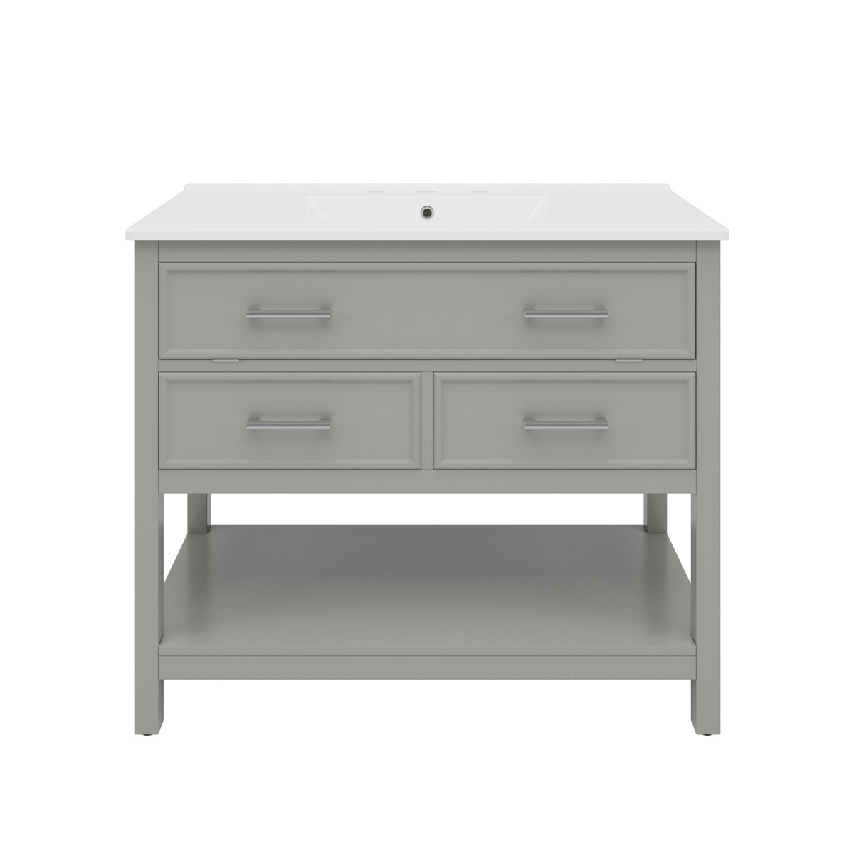 Bathroom Vanity With Sink, Tip Out Tray & 2 Full Extension Drawers - Gray
