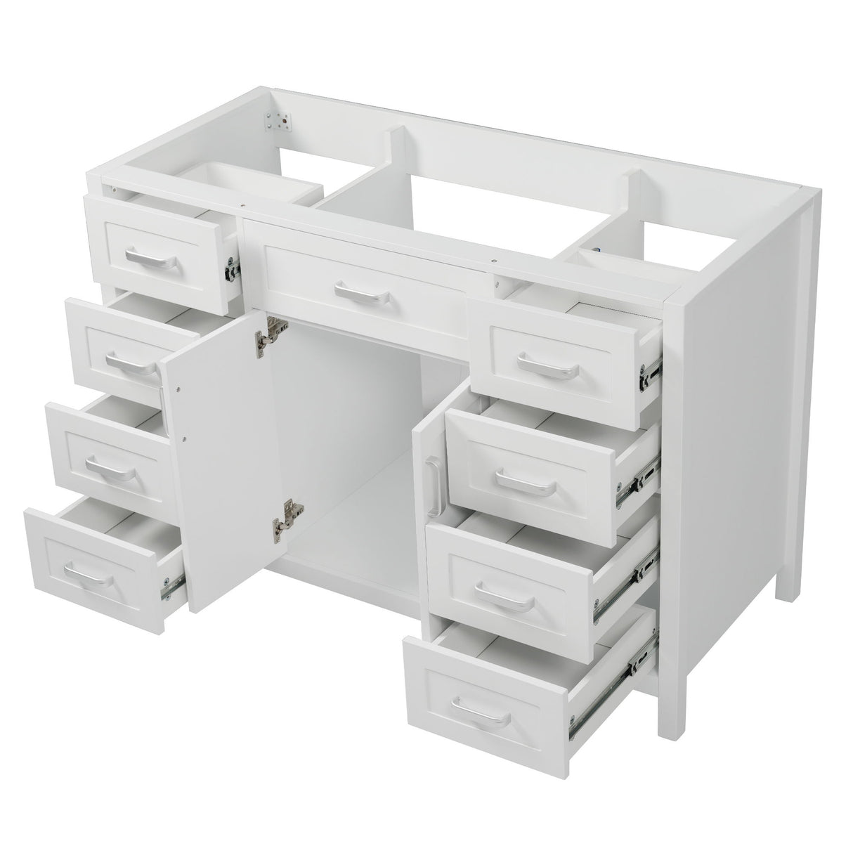 Bathroom Vanity Cabinet Only With 2 Soft Close Doors And 8 Drawers - White