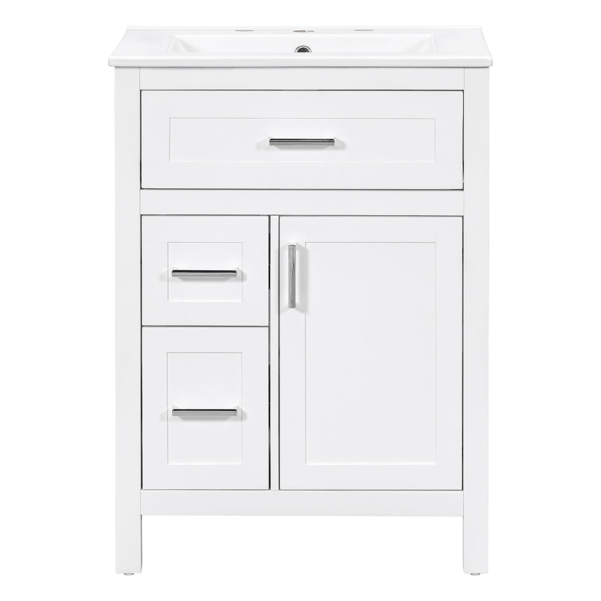 Modern Bathroom Vanity With Sink, Flip Drawer & 2 Drawers, Soft Close Hinges, Adjustable Shelf