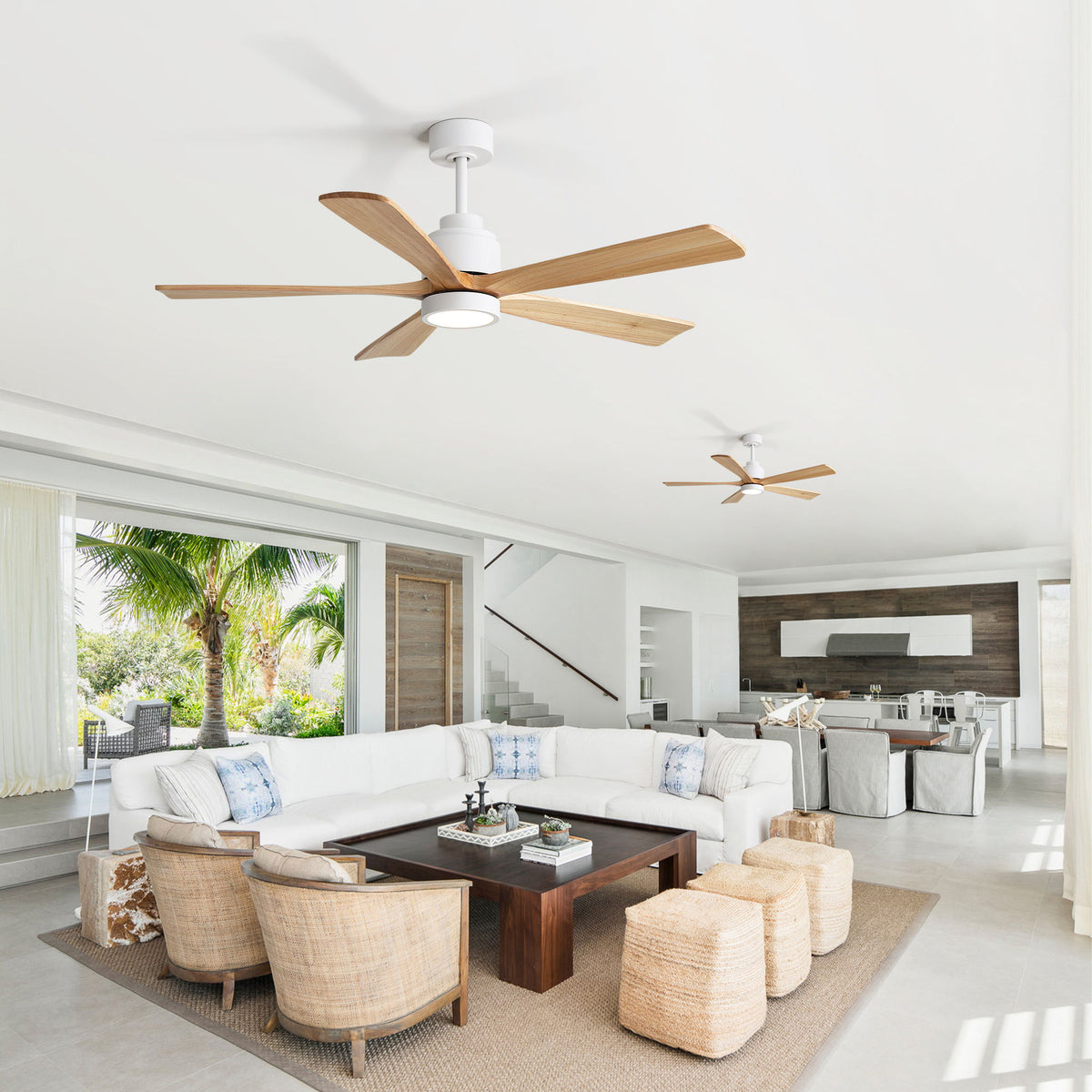 52" Ceiling Fan With Remote Control, Dimmable 3 Color Temperature LED Light, Quiet Reversible DC Motor