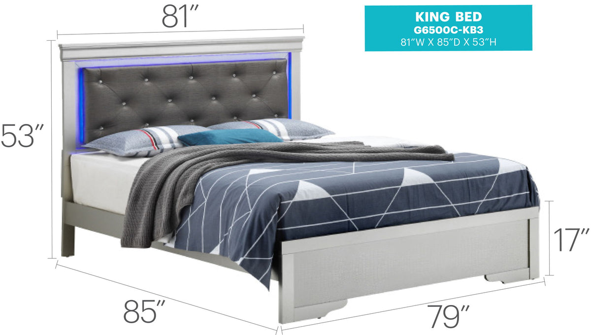 Transitional Elegant King Bed - Champagne
