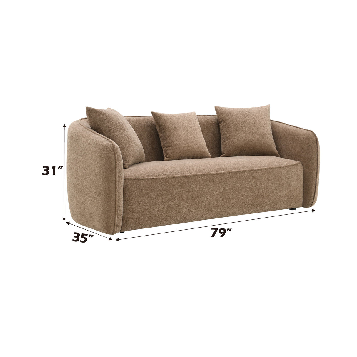 Keith - Sofa With 3 Matching Color Toss Pillows