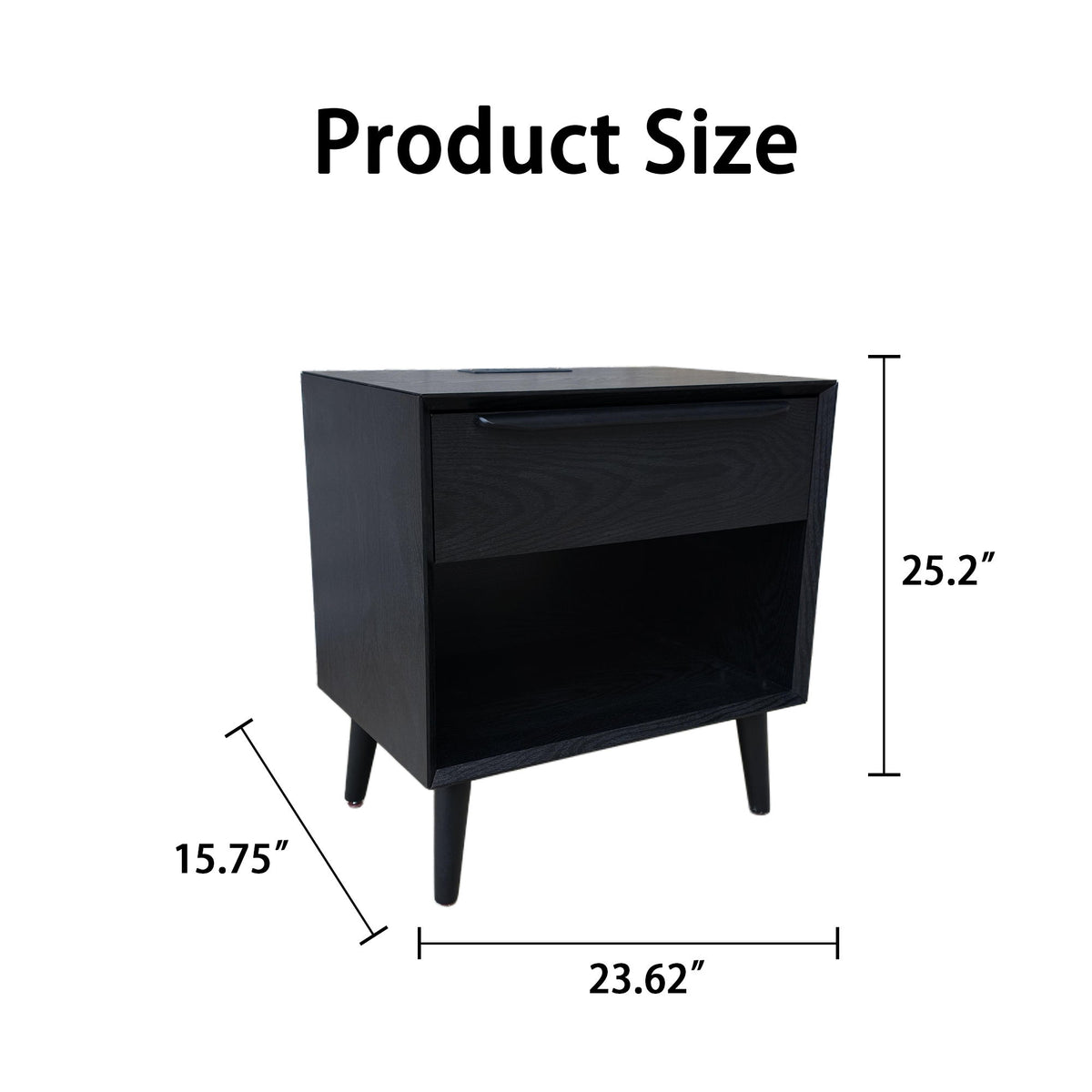 Nightstand With 1 Drawer, Bedside Table, Storage Side Table For Bedroom - Black