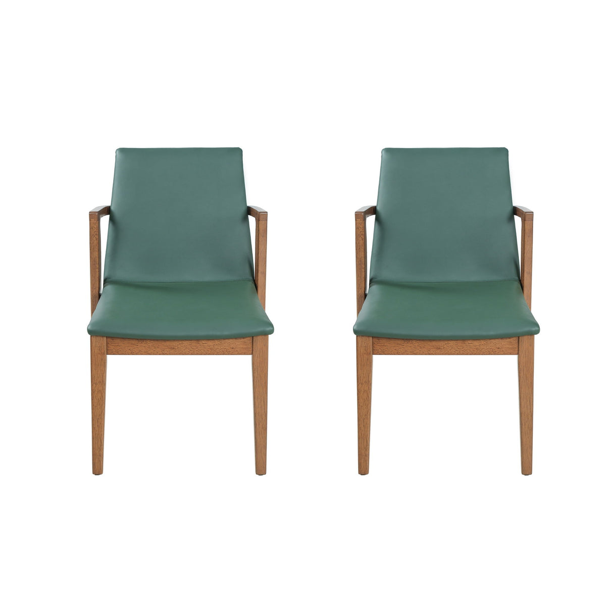Dining Chairs (Set of 2) - Green / Walnut